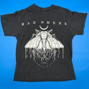 Bad Omens Band T-Shirt Sumerian Records Black Moth Graphic Tee Large